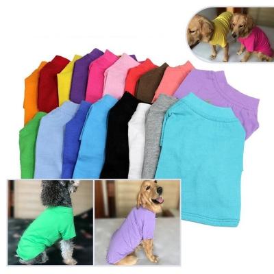 China Viable Wholesale Fashion Pet Clothes For Dog Solid Color T-shirt For Small Dog Shirts Slim Puppy Clothes Vest Custom Size Multi Color for sale