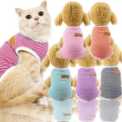 China Viable Manufacturers Direct Wholesale Cotton Cat Vest Pet Clothes Summer Spring For Dogs Striped Vest Puppy Clothes Dropshipping for sale