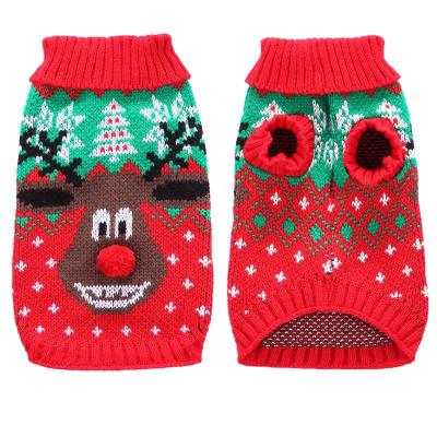 China Custom Color Stocked Cat Sweater Pet Clothes Multi-size Fashion Christmas Clothes Cute Reindeer Dog Pattern Multi-size For Dog Cat for sale