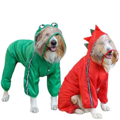 China Small Medium Large Viable XS-7XL Dogs Raincoat Pet Frog Dinosaur Overalls Clothes For Dogs Pet Hooded Rain Coat for sale