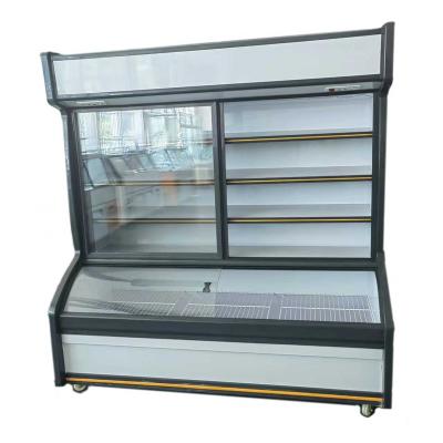 China Double-temperature kitchen vertical fresh display fridge hot pot restaurant order cabinets display freezer for sale