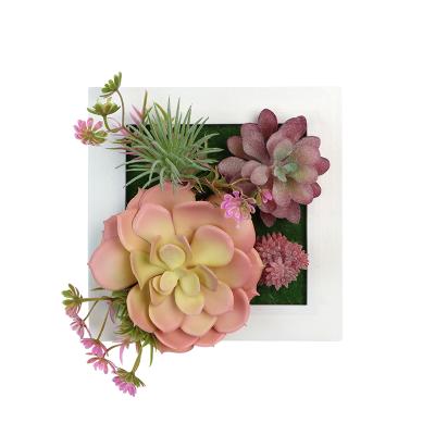 China Wall Art 3D Plants Bohemian Decorative Artificial Succulent Flowers Frame Greenery For Home Decor for sale