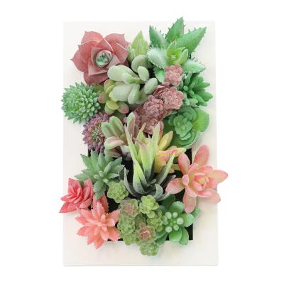 China 3D Greenery Wall Hanging Frame DIY Art Bohemian Artificial Succulents in Plastic Frame for Home Decor for sale