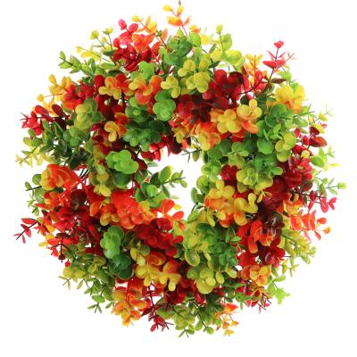 China Bohemian 39cm Autumn Eucalyptus Wreath for Front Door Outside Farmhouse Thanksgiving Halloween party for sale