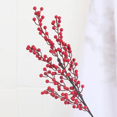 China Popular Artificial Red Berry Stems For Christmas Tree Decorations DIY Wedding Party Crafts Decor for sale