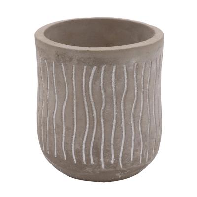 China Gray Cement Planter Flower Pot modern modern without drainage hole for home decor for sale