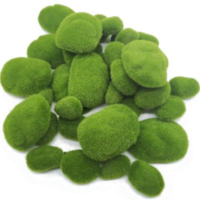 China Moss Rocks Covered Stones Artificial Green Decorative Bohemian Moss Balls for Garden Decor DIY Floral Arrangements for sale