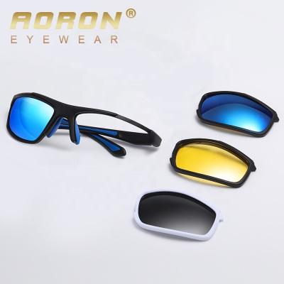 China 2021 Fashion Sports Sunglasses Aoron Design New UV400 Tr90 Frame Dismountable Polarized Cycling Running Sun Glasses Marathon Sports Sunglasses Unisex for sale