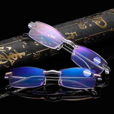 China Transparent High Quality Cheap Thin No Blue Ray Antiblue Light Optical Reading Glasses Square Frameless Frame Anti for sale