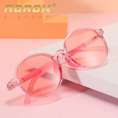 China New Arrival Fashion Sunglasses Aoron Custom Round Logo Tr 90 Recycled Frame Fashion Kids Sun Shade Cute Kids Shades Sunglasses for sale