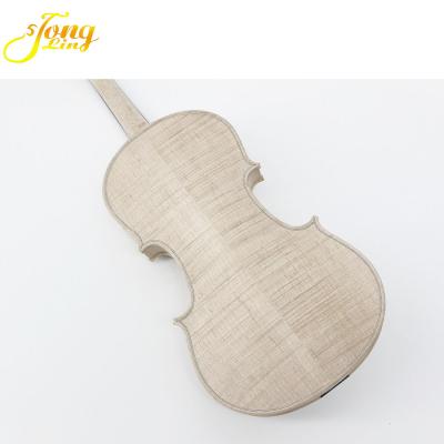 China High Grade Flawless Unfinished Flame Tongling Unvarnished Violin for sale