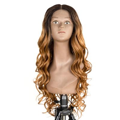 China Noble Medium Heat Resistant Synthetic Hair Wigs Medium Deep Wave Hair Extension T Part T Part Lace Front Wigs Wavy Hair With Highlights for sale