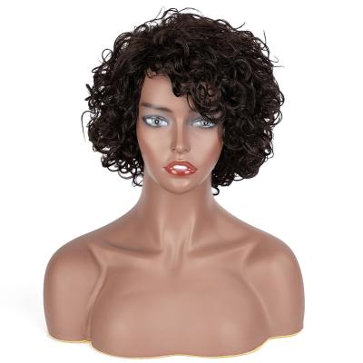 China Noble 180 Density Afro Wave Hair Wigs Cheap Thick Curly Brazilian Curly Wigs Afro Pixie Cut Machine Made Wigs for sale