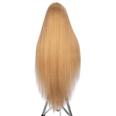 China Noble Silky Straight Wave 40 Inches New Design Skin Front Lace Wig Middle Brown Fiber Heat Resistant Synthetic Wig Cheap Straight Roman Hair for sale