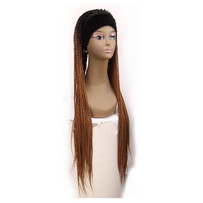 China Cheap Afro Wave Noble 30 Inch Braiding Hair Synthetic Wig Headband Heat Resistant Synthetic Braided Wigs For Black Women for sale