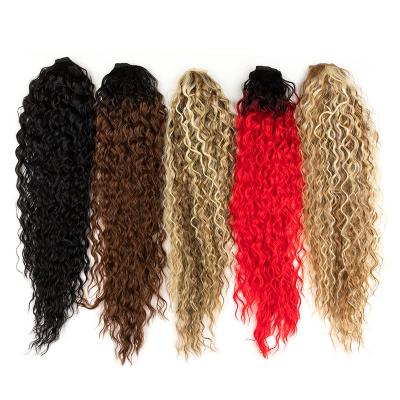 China X-Ring Hair Noble Ponytail Hair Extensions Long Head Flower Tied Rope Headdress Brush Honey Curly Elastic Band Synthetic Hair Bulk Bundles for sale