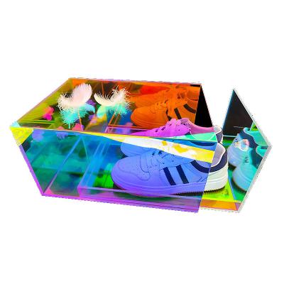 China New Manufacturers Viable Custom Colorful Acrylic Storage Box Rainbow Acrylic Shoe Box for sale