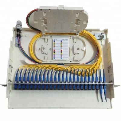 China Fiber Optic Distrubution FTTH 1U 24Ports ODF Fiber Optic Patch Panel Plastic Type Frame for sale