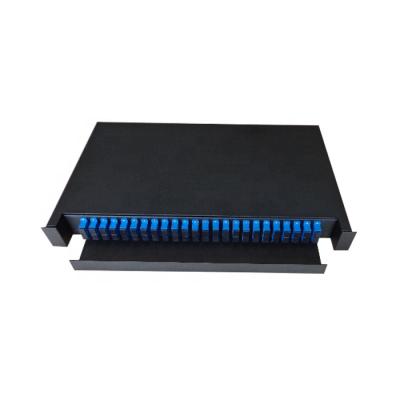 China High Performance ODF 19 Patch Panel Factory Price 1U 48 Fiber Optic Fiber Patch Panel With Plastic Splice Tray for sale