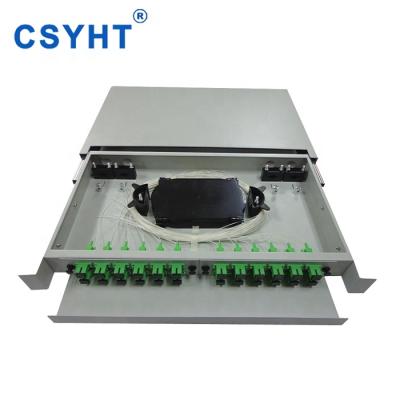 China FTTN 19 Inch 24 Ports Patch Panel 1U ODF FTTH Network Fiber Optic Patch Panel for sale