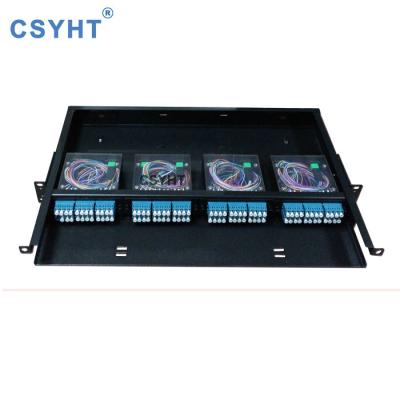 China With Transparent Cover MPO 19inch Fiber Optic Patch Panel Rack Mounted With 4 MPO Cassette for sale