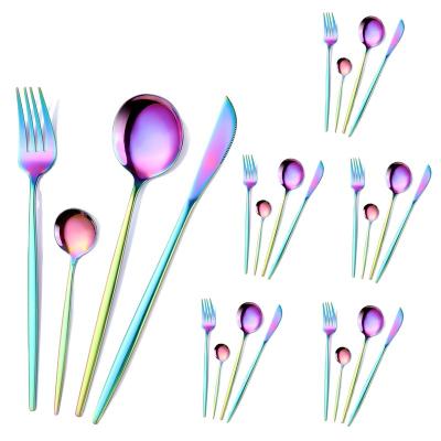 China Sustainable Cutlery Set Spoon Fork Knife 24 Piece Flatware Dazzle Modern Stainless Steel Restaurant Dinner Silverware for sale