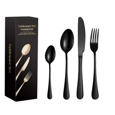 China Sustainable High quality 24PCS stainless steel knife and fork spoon Hotel restaurant Dishwasher safe royal luxury cutlery set  wholesale for sale