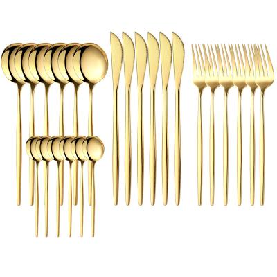 China Sustainable Factory Direct Sales Restaurant Gold Stainless Steel Cutlery Set Flatware Sets for sale