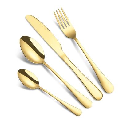 China Sustainable Royal  4pcs gold  spoon fork knife flatware set Reusable for the home cutlery set stainless steel for sale