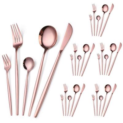 China Sustainable Rose Gold 30 PCS Fruit Fork Tableware Stainless Steel Sliver Cutlery Sets For Western Restaurant for sale