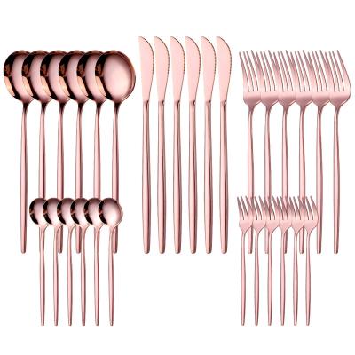 China Sustainable Durable Hot Saleset Stainless Steel Sets Rose Gold Flatware professional manufacturer for sale