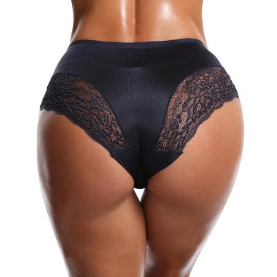 China New Arrival 2022 Antibacterial Hot Sales Wholesale Women Silk Satin Briefs Ladies Ice Silk Lace Seamless Underwear for sale