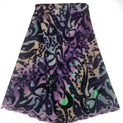 China 2022 Bridals Multi Color Viable Material Purple Sequin Fabric Sequin Fabric Flocking Metallic Lurex Fabric For Dress for sale