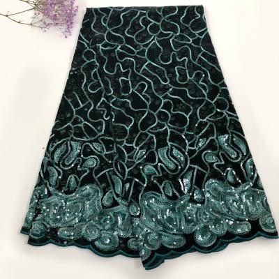 China China Viable Supplier High Quality Shiny Velvet Sequin Lace Dress Fabric For African Market for sale