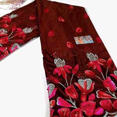 China 2020 High Quality Velvet Sequin Wedding African Lace Fabric Viable Embroidery Colorful Sewing for sale