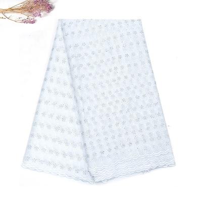 China Viable high quality guipure white color cotton with stone lace fabric swiss voile lace for sale