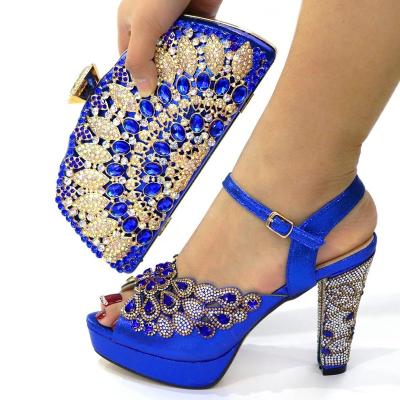 China High Quality Italian Waterproof Shoes And Bags From Nigeria Set With Crystal For African Party Shoes for sale