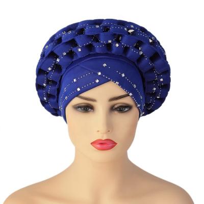 China Wedding Fashion Style Islamic Turban African Women Gele Auto Headties For Wedding for sale