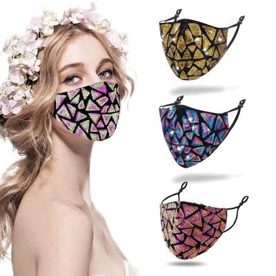 China 2021 Fashion Bling Reusable Partyceremony Wedding/partyceremony Sequin Decoration Colorful GlitterFace Mask for sale