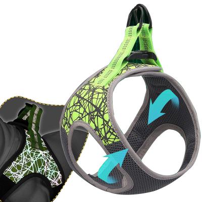 China New Summer Outdoor Stocked Mesh Small Pet Dog Harness Reflective Luxury Breathable Night Safety 2022 for sale