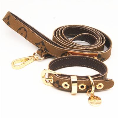 China Luxury Leather Dog Collar and Leash Set Hot Pet Dog Collar Lights Leash Collar for sale