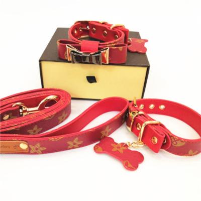 China Hot Pet Dog Collar Bow Lights Leash Leather Dog Collar and Leash Set for sale