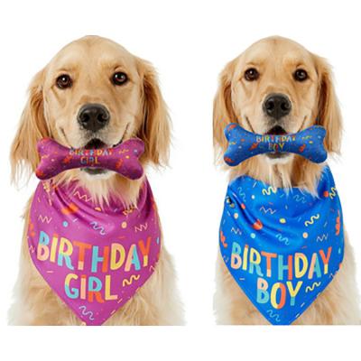 China Hot Sale Boy Girl Birthday Bandana Bone Stocked For Pet Cat Dogs Birthday Dog Scarf Bandana for sale