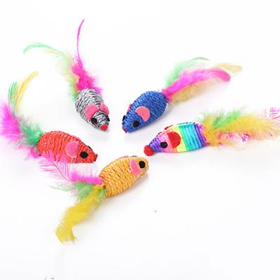 China Wholesale Stocked Pet Supplies Colorful Grinding Pet Cat Toya Mouse Rope Sisal Claws For Cats for sale