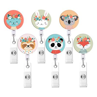 China Hot Cartoon Office Cartoon Tiktok Badge Reel Clip Retractable Custom Badge Reel Holder for sale