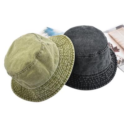 China Washed Cotton Canvas Denim Bucket Hat Casual Outdoor Fishing Hiking Safari Boonie Hat for sale