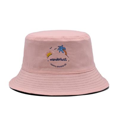 China 58cm Reversible Bucket Hat Casual Custom Logo Embroidery Pink Color for sale