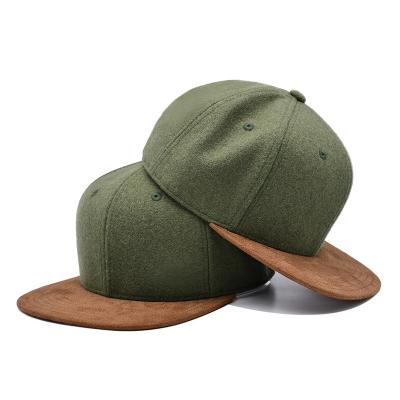 Cina Cappello di Snapback di due Tone Army Green Melton Wool con il bordo della pelle scamosciata in vendita