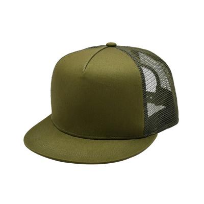 China Camufle do verde liso de Mesh Cap Custom Logo Army da borda de 6 painéis o chapéu liso do camionista da borda à venda