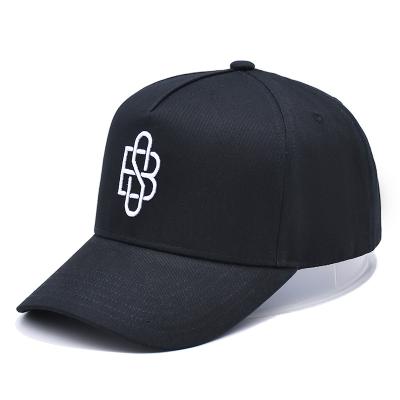 China Custom 5 Panel Baseball Cap Cotton Twill Sports Black Dad Hat 3D Embroidery Logo for sale